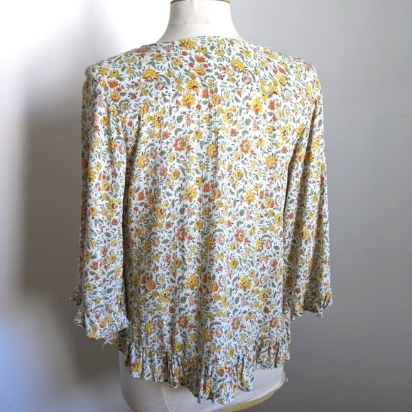 CYNTHIA Rowley Floral Oversized Calico Floral Ruffle Top L Cottagecore - Picture 6 of 11